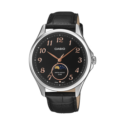 CASIO COLLECTION & VINTAGE MOONPHASES - SILVER LEATHER MTP-M110L-1AVER Moonphase Armbanduhr 42.5 mm Silber
