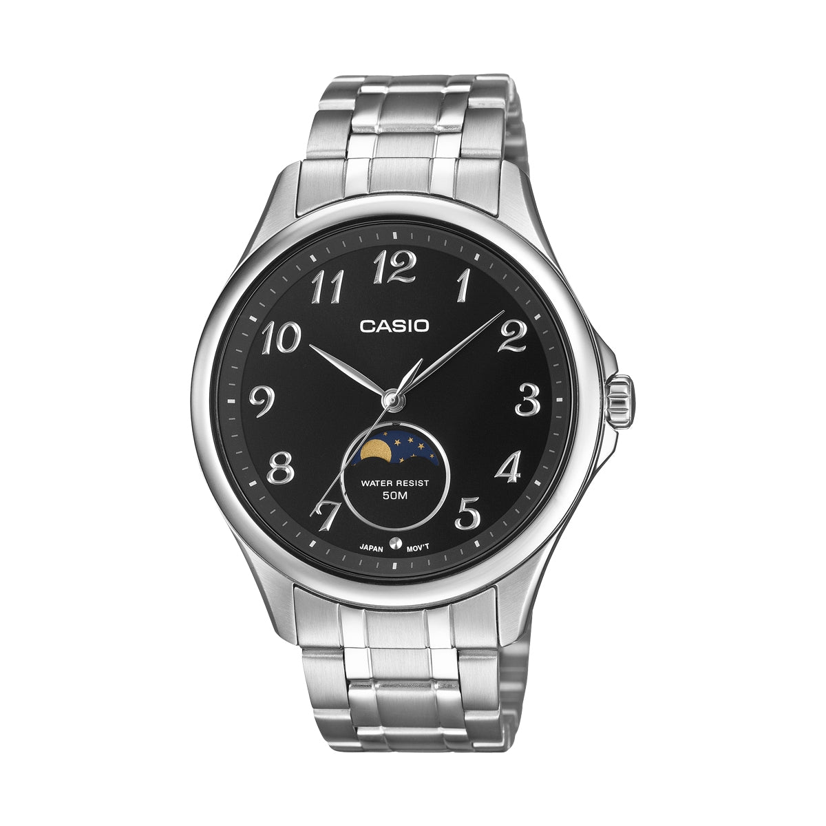 CASIO COLLECTION & VINTAGE MOONPHASES - SILVER MTP-M110D-1AVER Moonphase Armbanduhr 42.5 mm Silber
