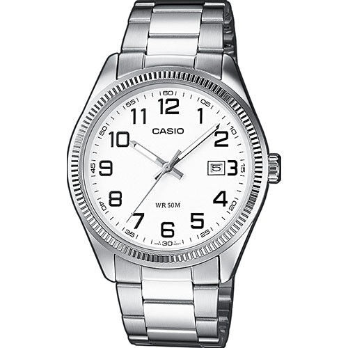 CASIO COLLECTION & VINTAGE MTP-1302PD-7BVDF Date Armbanduhr 38.5 mm Weiss