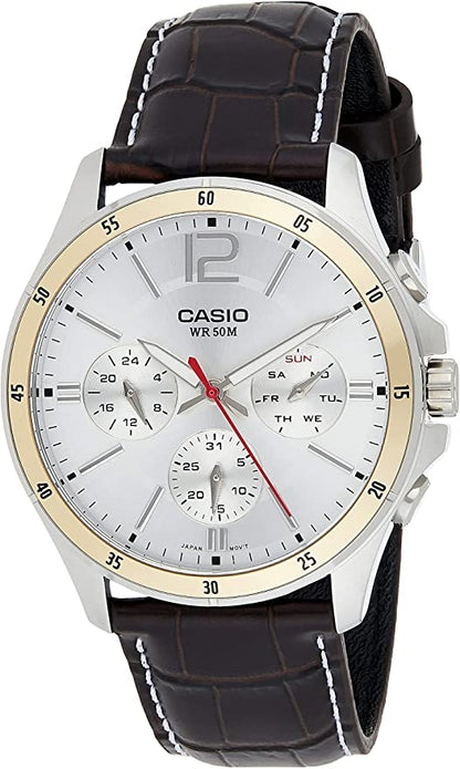 CASIO COLLECTION & VINTAGE Herren Quarzuhr aus Edelstahl mit Lederarmband 43.5 mm – Produktansicht