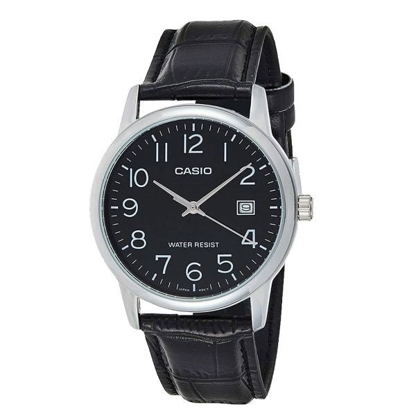 CASIO COLLECTION & VINTAGE MTP-V002L-1BUDF Date Armbanduhr 37 mm Schwarz