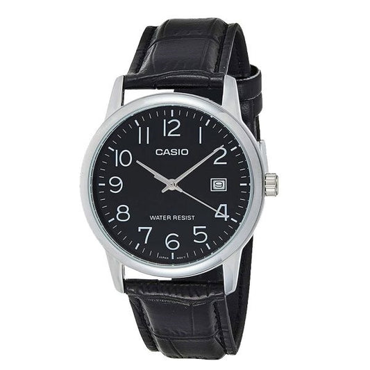 CASIO COLLECTION & VINTAGE MTP-V002L-1BUDF Date Armbanduhr 37 mm Schwarz