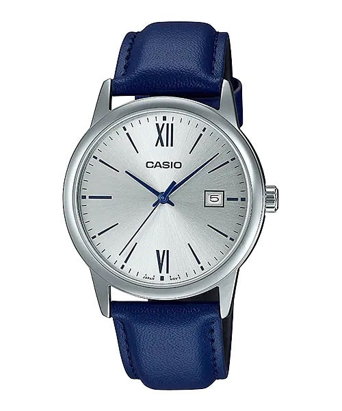 CASIO COLLECTION & VINTAGE Herren Quarzuhr mit Datum aus Leder 37 mm MTP-V002L-2B3UDF – Produktansicht