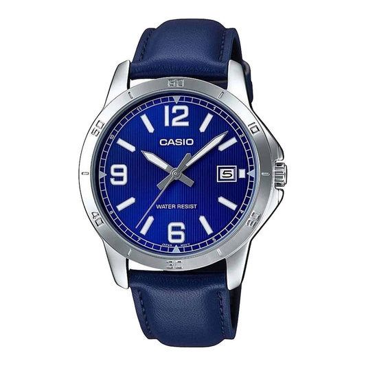 CASIO COLLECTION & VINTAGE MTP-V004L-2BUDF Date Armbanduhr 41.5 mm Blau