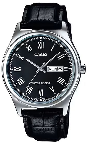 CASIO COLLECTION & VINTAGE MTP-V006L-1BUDF Day & Date Armbanduhr 38 mm Schwarz
