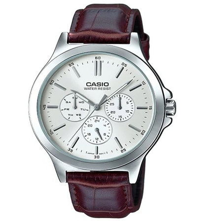 CASIO COLLECTION & VINTAGE Herren Quarzuhr mit Datum aus Edelstahl mit Lederarmband 41.5 mm – Produktansicht