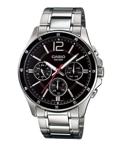 CASIO COLLECTION & VINTAGE MULTIFUNCTION CALENDAR - BLACK MTP-1374D-1AVDF Day - Date - 24H Armbanduhr 43.5 mm Schwarz