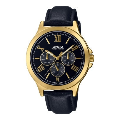 CASIO COLLECTION & VINTAGE MULTIFUNCTION LEATHER - BLACK MTP-V300GL-1AUDF Day - Date - 24H Armbanduhr 41.5 mm Schwarz