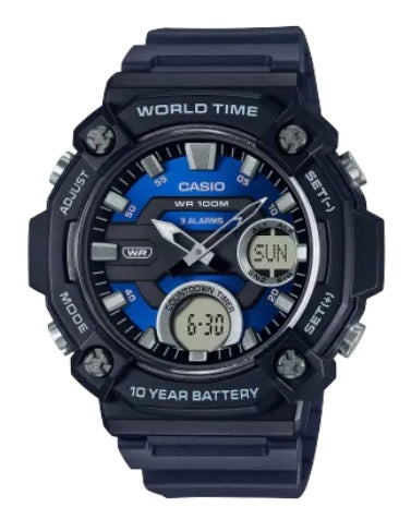 CASIO COLLECTION & VINTAGE OVERSIZE 10 YEAR BATTERY - BLACK Herren Quarzuhr aus Kunststoff mit – Produktansicht