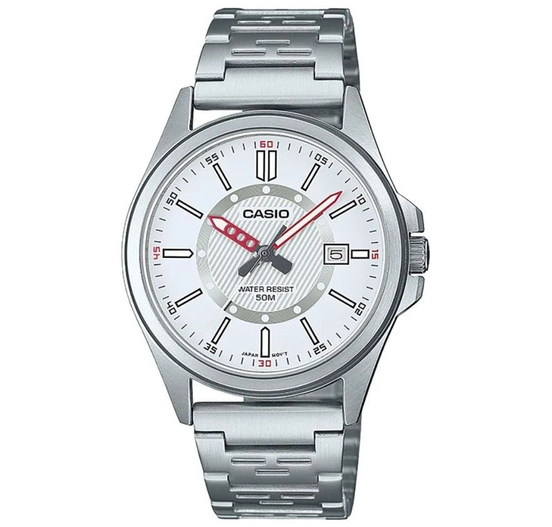 CASIO COLLECTION & VINTAGE SPORT DATE - WHITE MTP-E700D-7EVEF Date Armbanduhr 40 mm Weiss