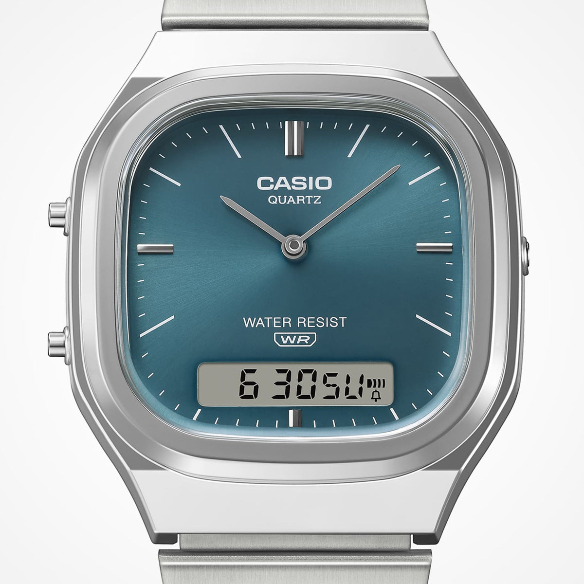 CASIO COLLECTION & VINTAGE SQUARE LADY - TEAL AQ-240E-3AEF Dual Time Armbanduhr 36 mm ansicht-3