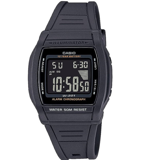 CASIO COLLECTION & VINTAGE Unisex Quarzuhr aus Kunststoff mit Resin 36 mm W-201-1BVDF – Produktansicht