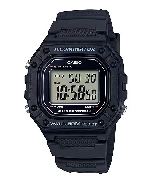 CASIO COLLECTION & VINTAGE Herren Quarzuhr aus Kunststoff mit Resin 43 mm W-218H-1AVDF – Produktansicht