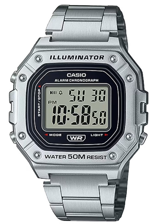 CASIO COLLECTION & VINTAGE Herren Quarzuhr aus Edelstahl mit SS Bracelet 43 mm W-218HD-1AVDF – Produktansicht