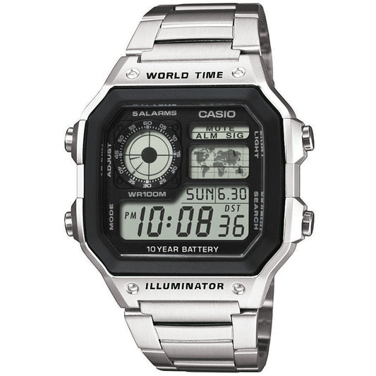 CASIO COLLECTION & VINTAGE WORLD TIME ILLUMINATOR 5 ALARMS - FUTURE CLASSIC COLLECTION - BLACK – Produktansicht