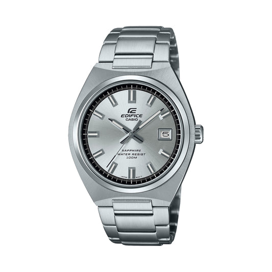 CASIO EDIFICE Mod. SPORT, DATA - SILVER Herren Quarzuhr mit Datum aus Edelstahl mit SS Bracelet – Produktansicht