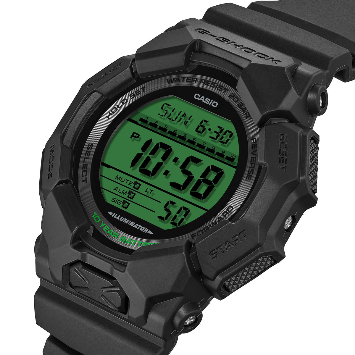 CASIO G-SHOCK BOLD - ELECTRO GREEN SERIE GD-010BEG-1ER Multifunction Armbanduhr 53 mm Grün ansicht-2