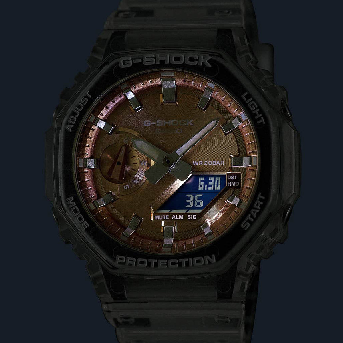CASIO G-SHOCK BRIGHT METALLIC - LIGHT BLUE GA-2100BM-7A2ER Multifunction Armbanduhr 45.5 mm Blau ansicht-3