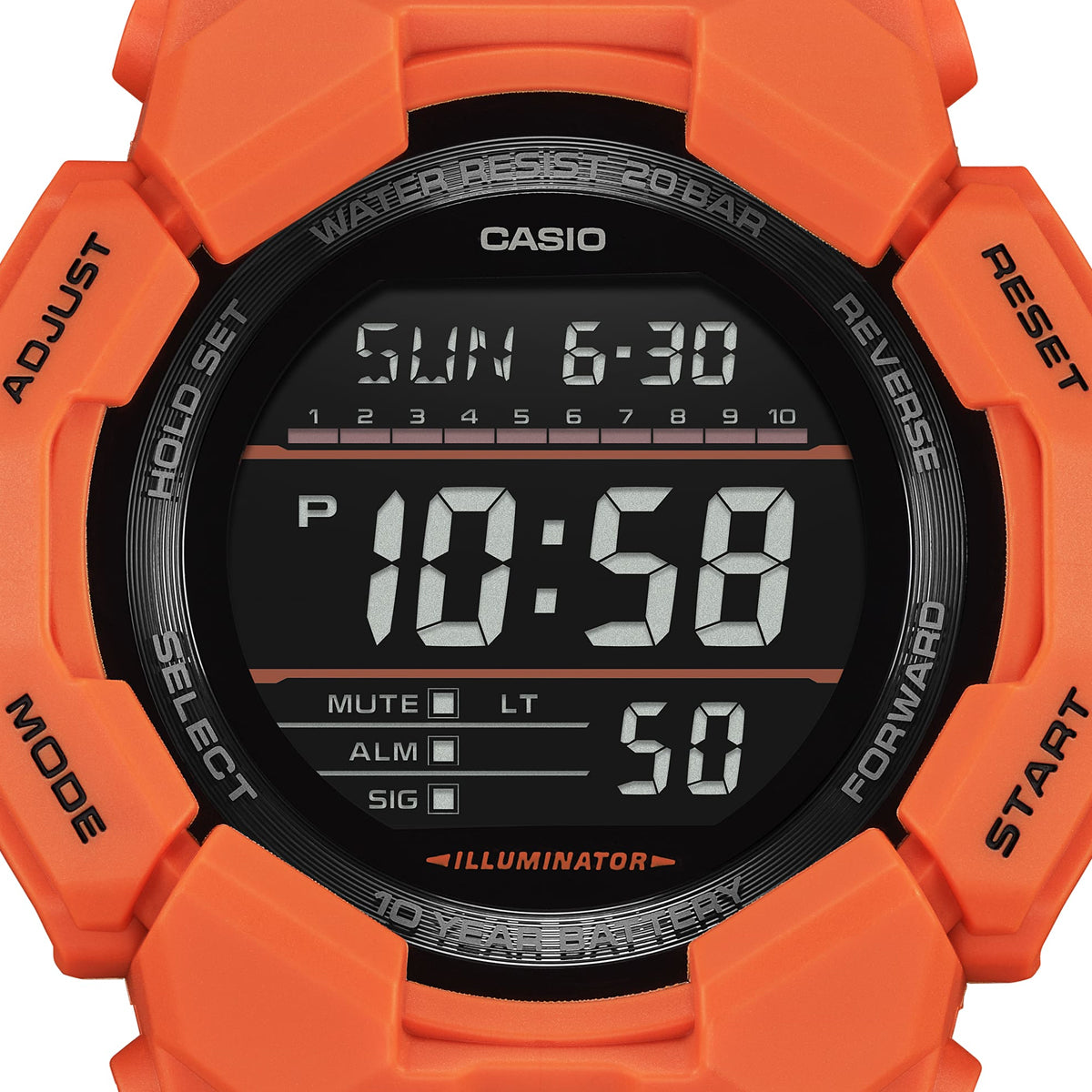 CASIO G-SHOCK GRAND DIGIT - ORANGE GD-010-4ER Multifunction Armbanduhr 52 mm ansicht-3