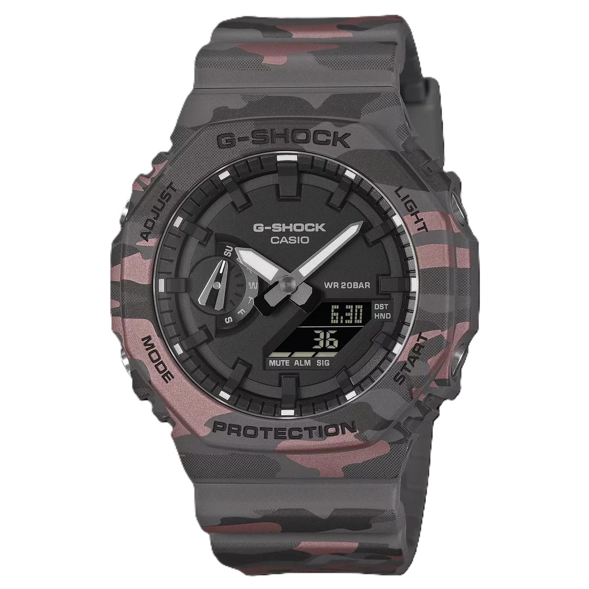 CASIO G-SHOCK Mod. OAK - SMOKE GREY CAMOUFLAGE SERIE ***NEW!*** GA-2100CM-8AER Multifunction Armbanduhr 45.5 mm Grau ansicht-2
