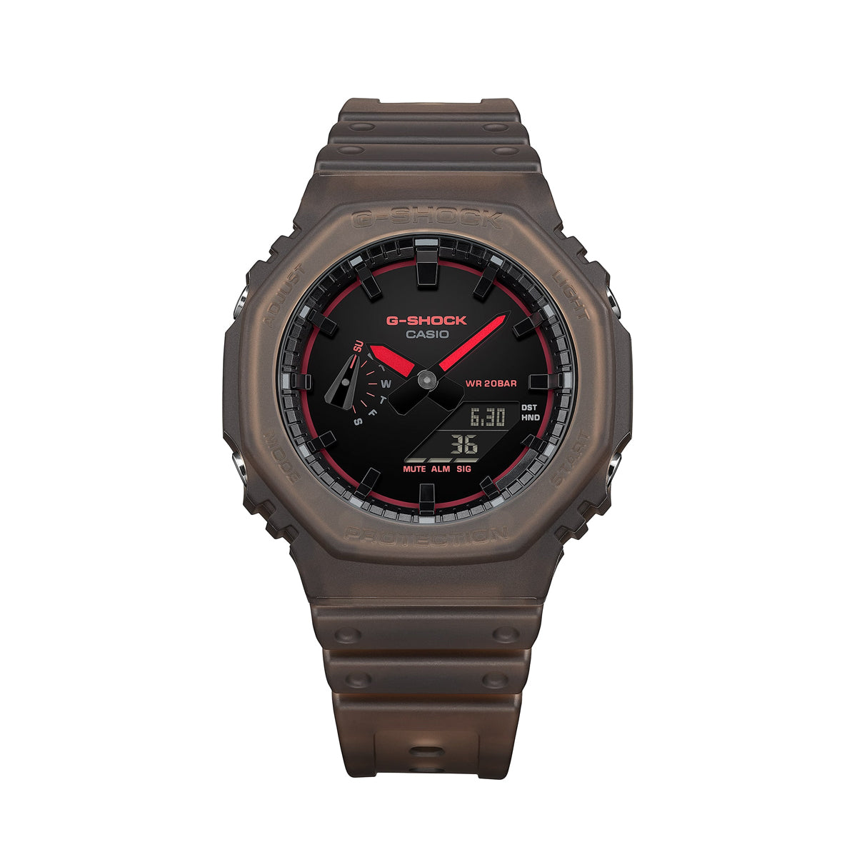 CASIO G-SHOCK Mod. OAK - SMOKE LIGHT SERIE - BROWN ***NEW!*** GA-2100K-5AER Only Time Armbanduhr 45.5 mm Braun