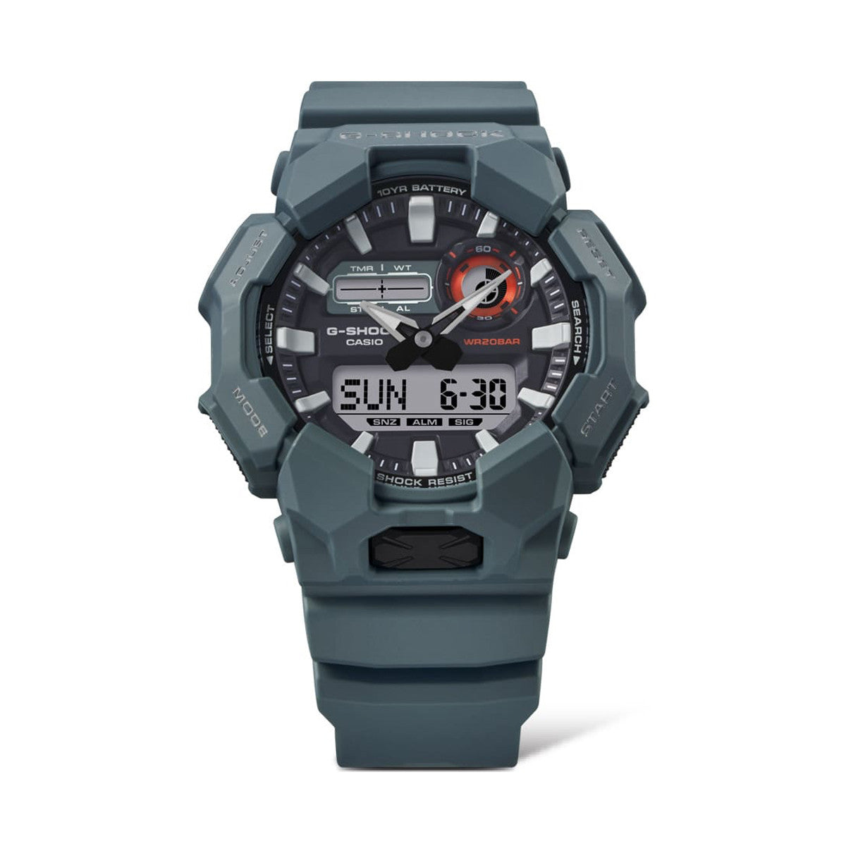 CASIO G-SHOCK NEW RUGGED BASIC Analog-Digital 10-Year Battery GA-010-2AER Multifunction Armbanduhr 52 mm