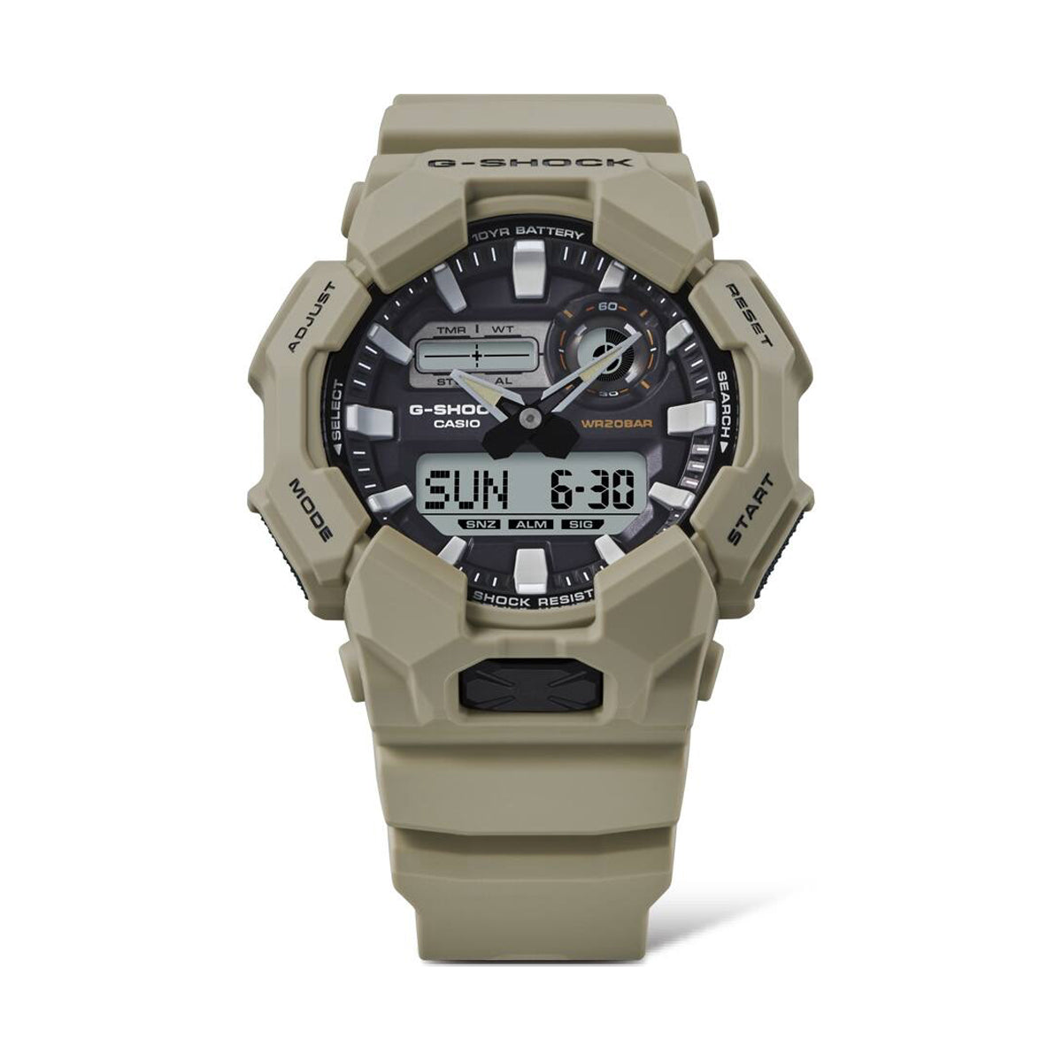 CASIO G-SHOCK NEW RUGGED BASIC Digital 10-Year Battery GA-010-5AER Multifunction Armbanduhr 52 mm