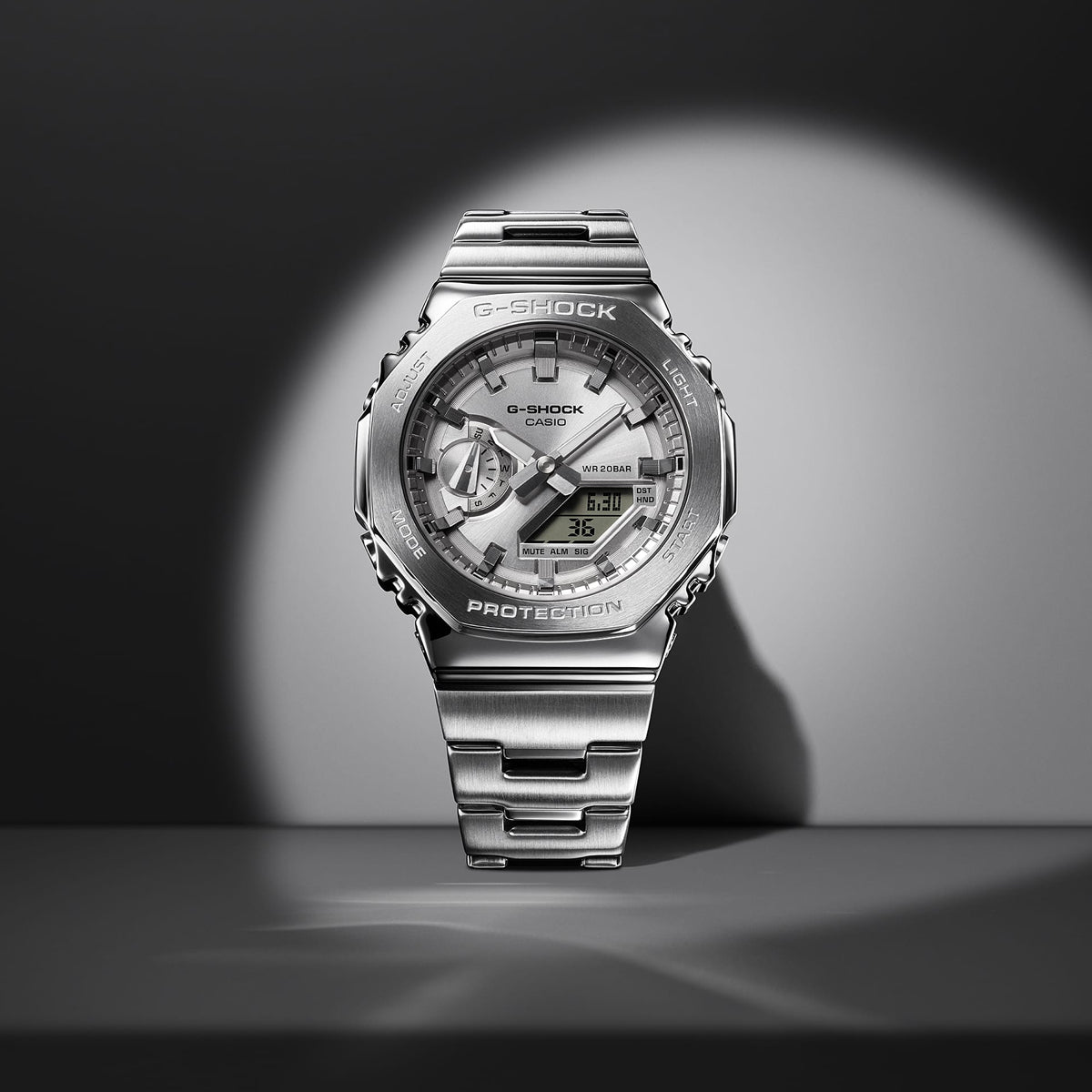 CASIO G-SHOCK OAK G-STEEL CLASSIC SILVER GM-2110D-7AER Multifunction Armbanduhr 44.5 mm Silber ansicht-2