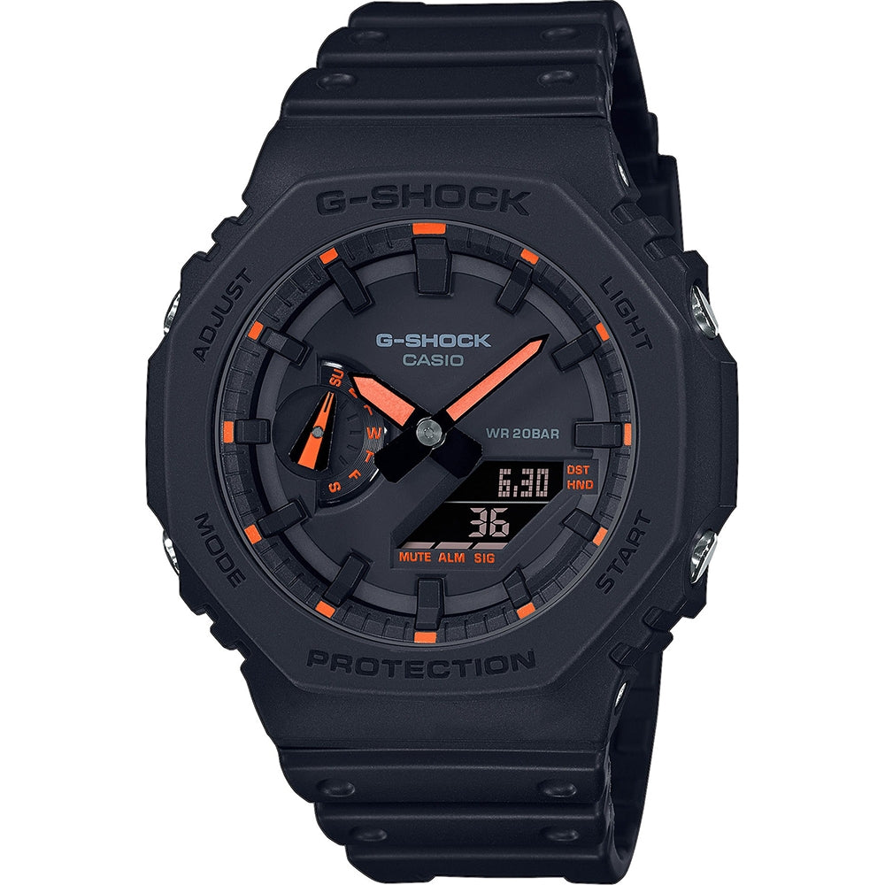 CASIO G-SHOCK OAK - Neon Orange Indexes GA-2100-1A4ER Multifunction Armbanduhr 45.5 mm ansicht-2