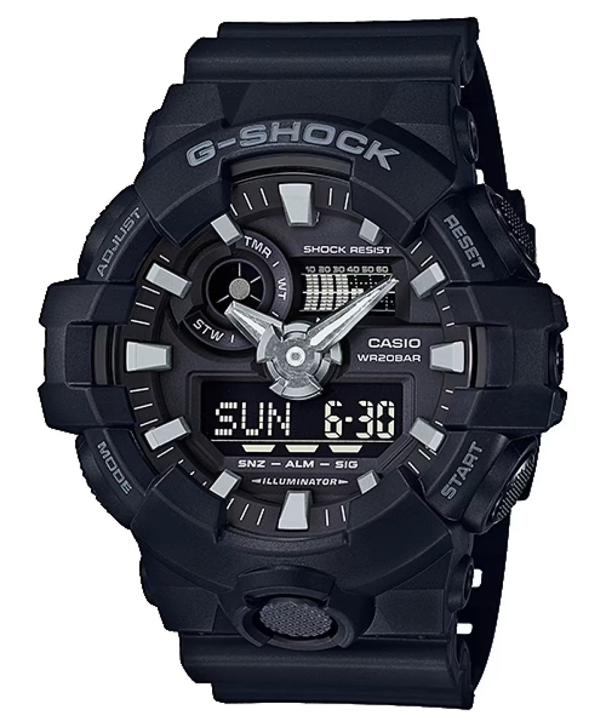CASIO G-SHOCK OVERSIZED FULL BLACK GA-700-1BDR Multifunction Armbanduhr 53 mm Schwarz