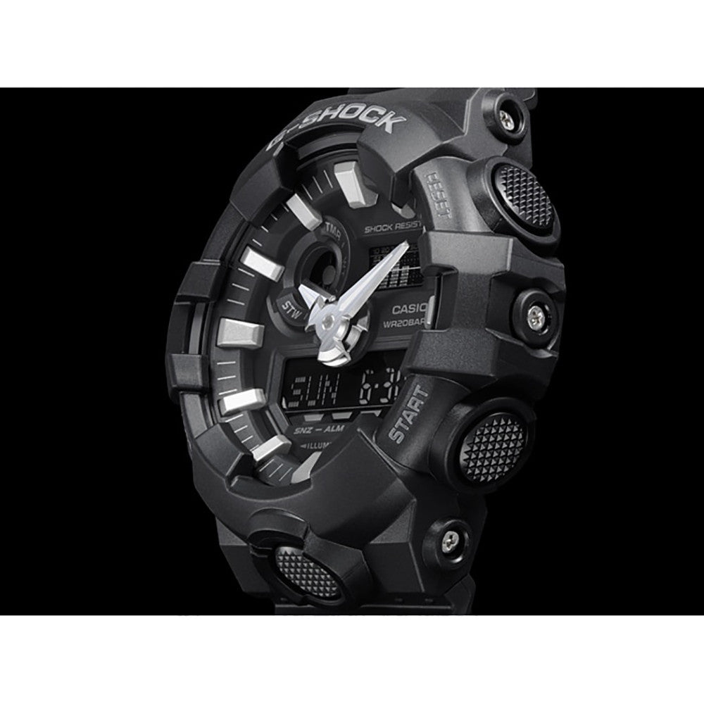 CASIO G-SHOCK OVERSIZED FULL BLACK GA-700-1BER Multifunction Armbanduhr 53 mm Schwarz ansicht-3
