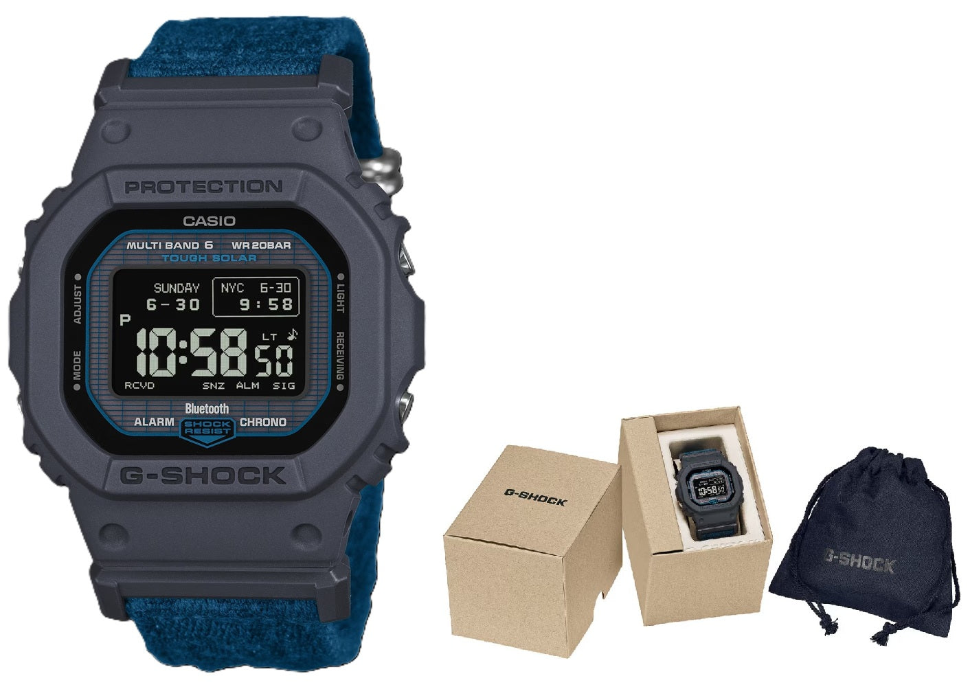 CASIO G-SHOCK THE ORIGIN RECYCLED CLOTH BAND GW-BX5600CBG-2ER Multifunction Armbanduhr 44 mm