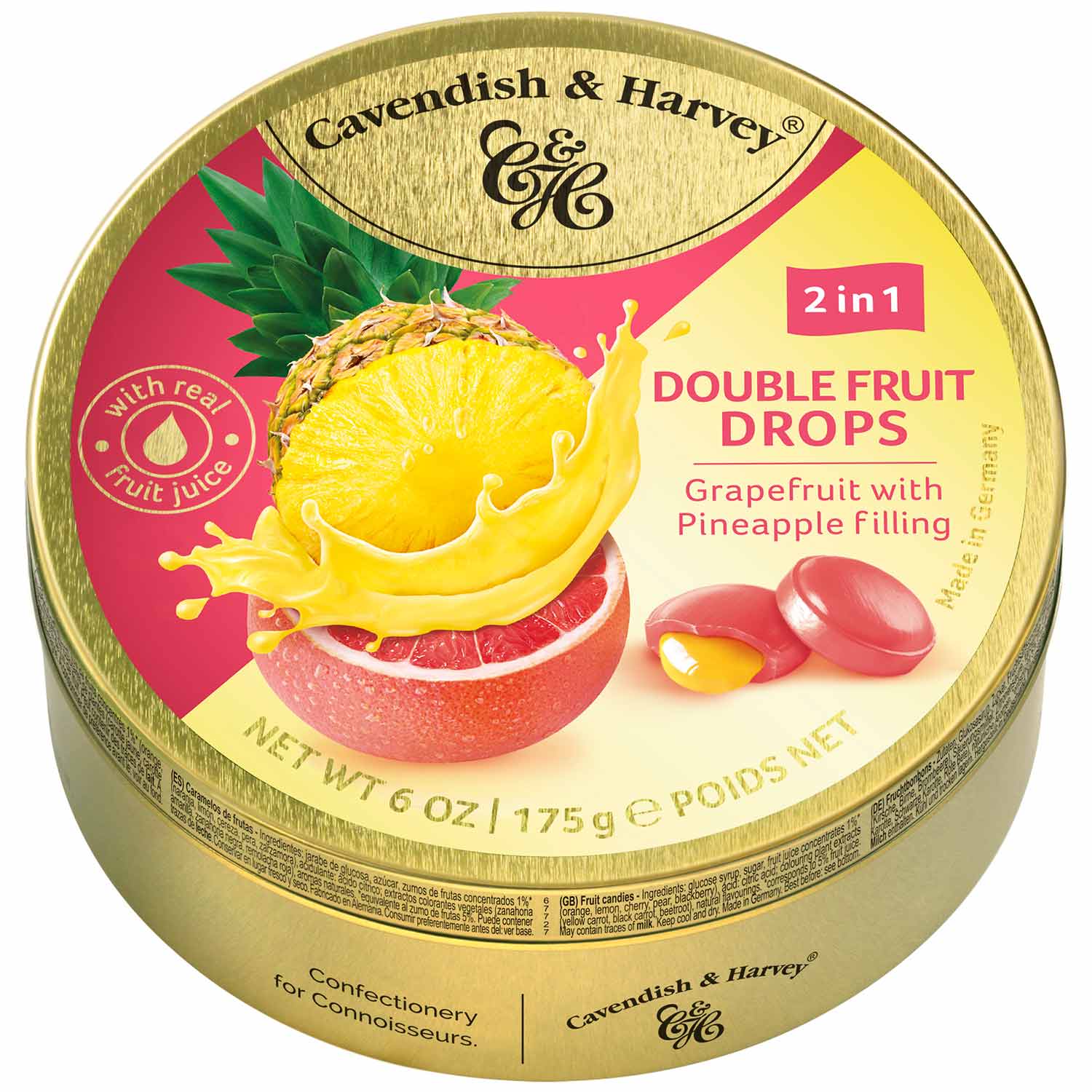 Cavendish & Harvey Double Fruit Drops Grapefruit with Pineapple Filling 175g - Candyshop.ch