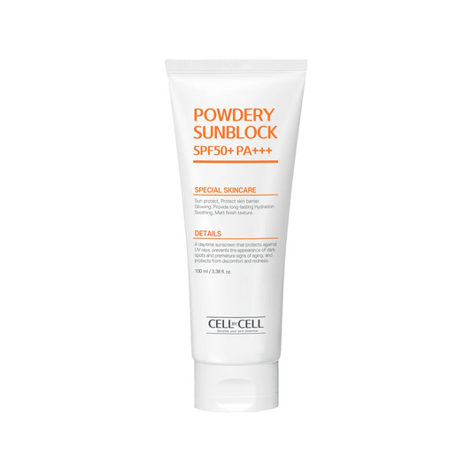 Cell By Cell Cell By Cell, Powdery Sunblock, Schutz der Hautbarriere, Sonnencreme, Für das Gesicht, SPF 50+, 100 ml Regular