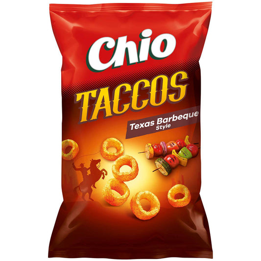 Chio Taccos Texas Barbecue Style 75g  Kartoffel-Snack mit Paprika-Schinken-Geschmack - Candyshop.ch
