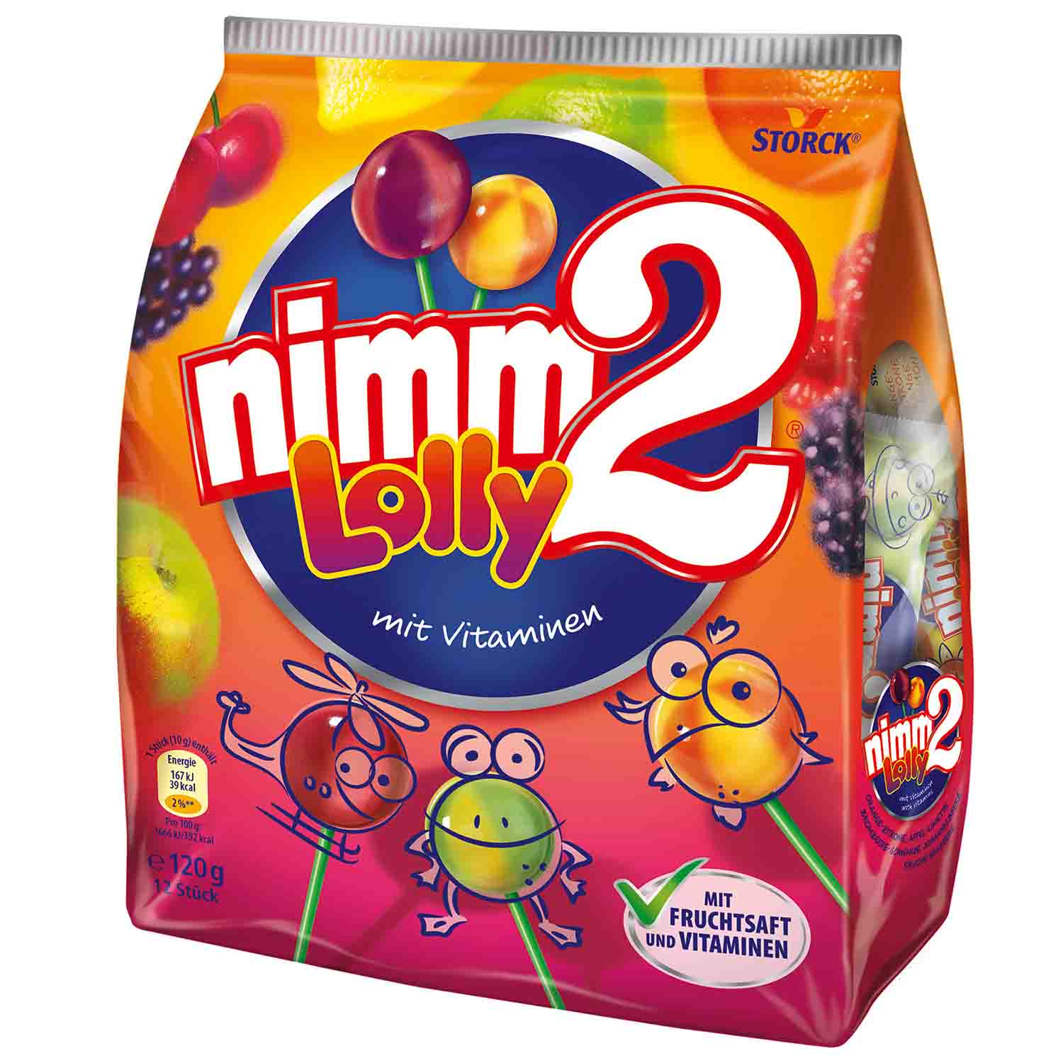 nimm2 Lolly 12 einzeln verpackte Lollis 120g - Candyshop.ch
