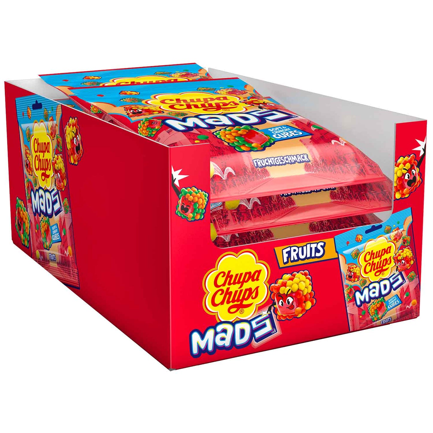 Chupa Chups Mads Fruits 115g  Gummibonbons mit knuspriger Hülle und Fruchtgeschmack