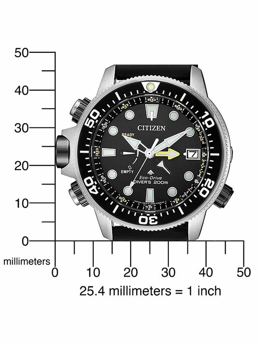 CITIZEN Herren Data - Divers Bezel - Case: 46 mm Armbanduhr aus Edelstahl mit Silikonarmband 46 – Produktansicht