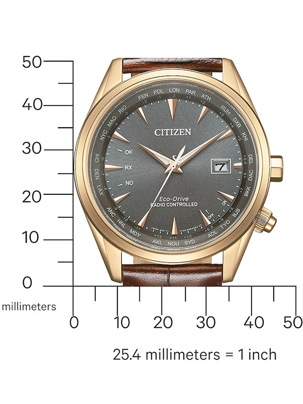 CITIZEN Herren Quarzuhr mit Datum aus Kunststoff 46 mm CB0273-11H – Seitenansicht