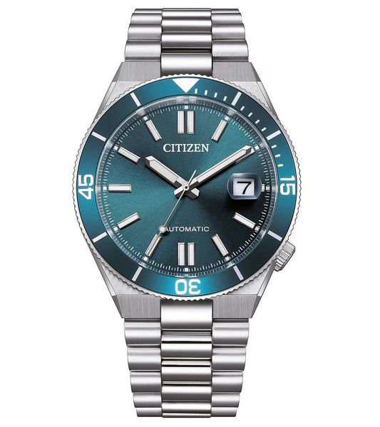 CITIZEN TSUYOSA SHORE POWER RESERVE Herren Date Armbanduhr aus Edelstahl mit SS Bracelet 40 mm – Produktansicht