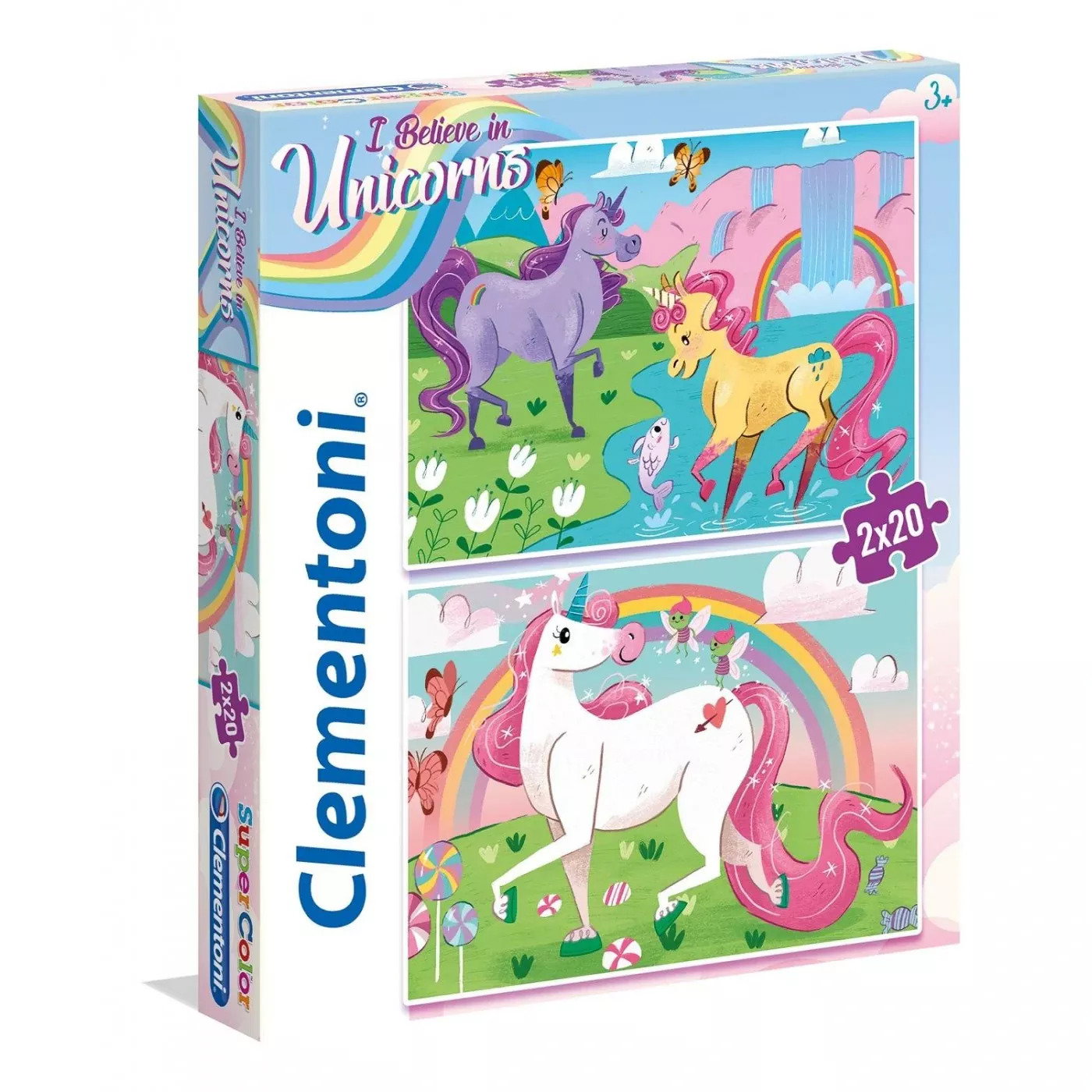 Clementoni Duo Set, Clementoni, Supercolor, Ich glaube an Einhörner, Puzzle, Für Mädchen, 3+ jahre, 2 x 20 stk Regular