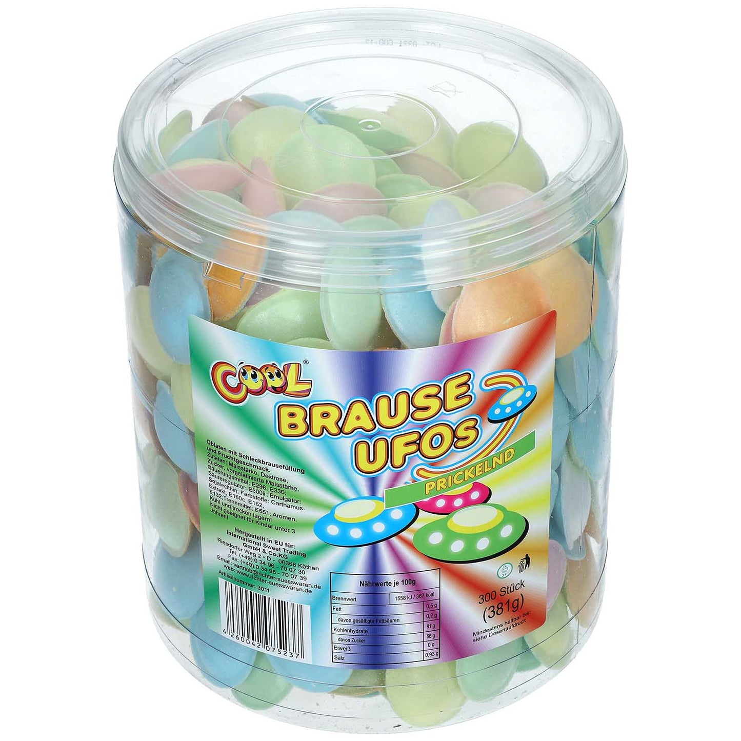 Cool Brause Ufos 300 Oblaten mit Schleckbrausefüllung und Fruchtgeschmack