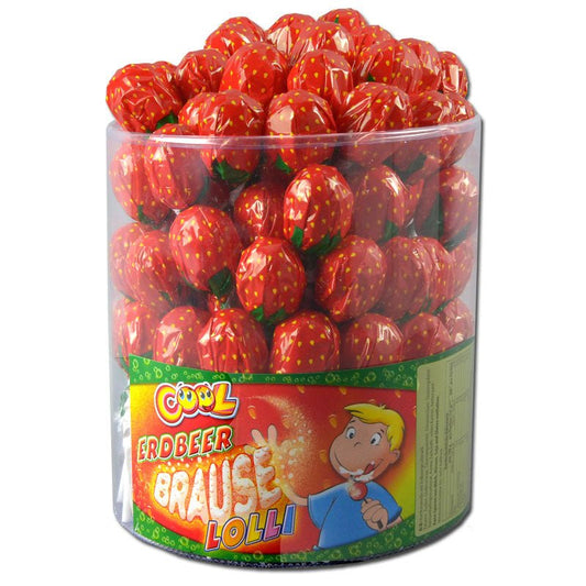 Cool Erdbeer Brause Lolli 100 Stück - Candyshop.ch