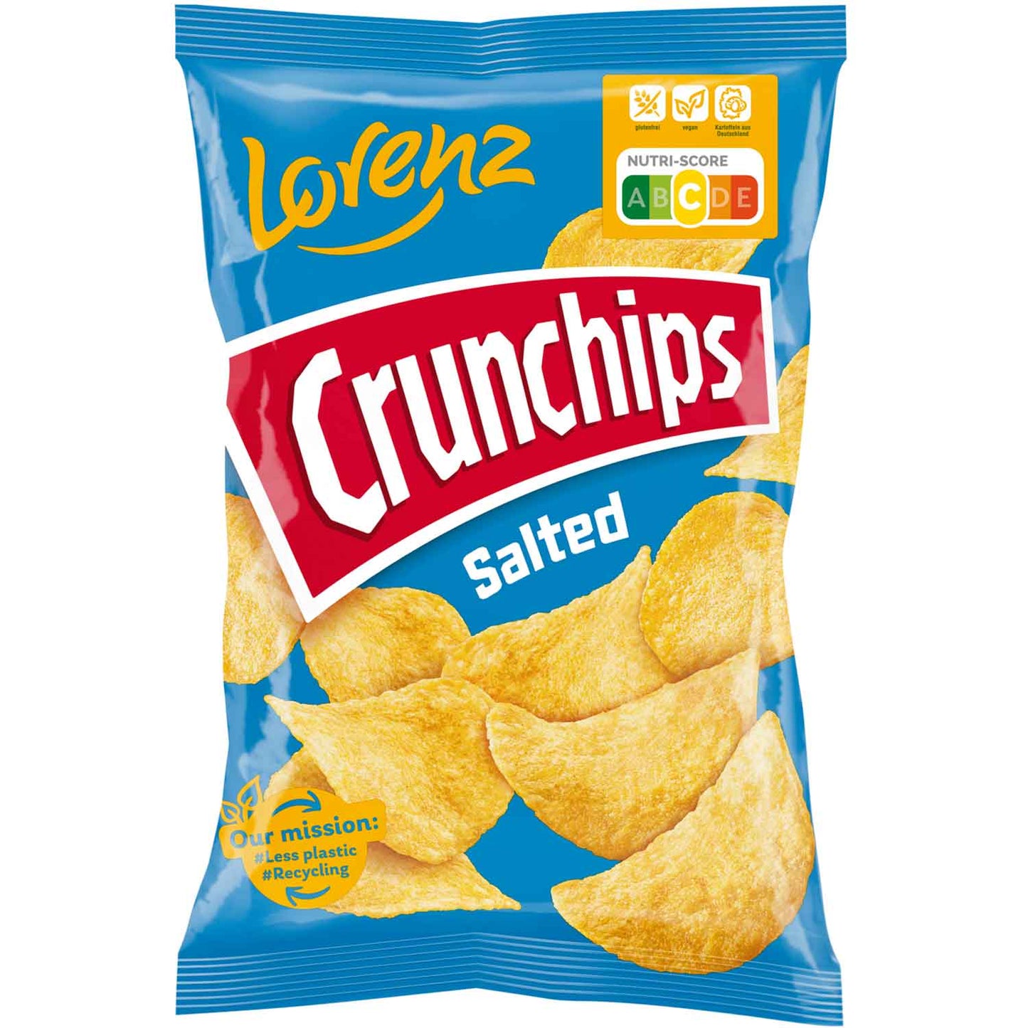 Crunchips Salted 150g  Gesalzene Kartoffel-Chips. Vegan und glutenfrei.