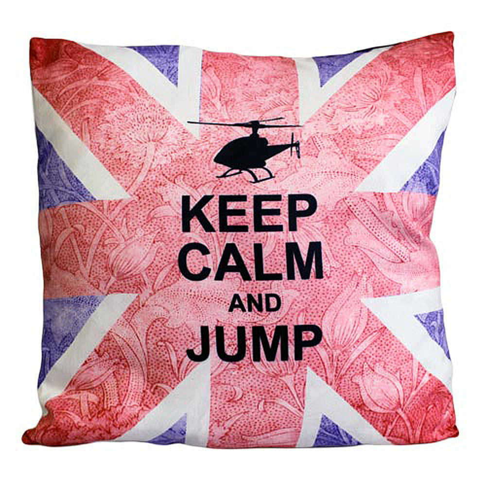 CUSCINI LETTERARI Copricuscino in Juta lavata / Cotton pillow case KEEP CALM AND JUMP - Size 40x40cm UNIONJACK-C-04 Accessoires