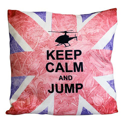 CUSCINI LETTERARI Copricuscino in Juta lavata / Cotton pillow case KEEP CALM AND JUMP - Size 40x40cm UNIONJACK-C-04 Accessoires