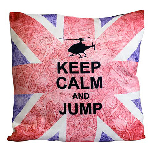 CUSCINI LETTERARI Copricuscino in Juta lavata / Cotton pillow case KEEP CALM AND JUMP - Size 40x40cm UNIONJACK-C-04 Accessoires