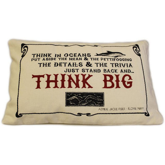 CUSCINI LETTERARI Copricuscino in Juta lavata / Cotton pillow case THINK BIG - Size 38x25cm SLEEP-C-07 Accessoires