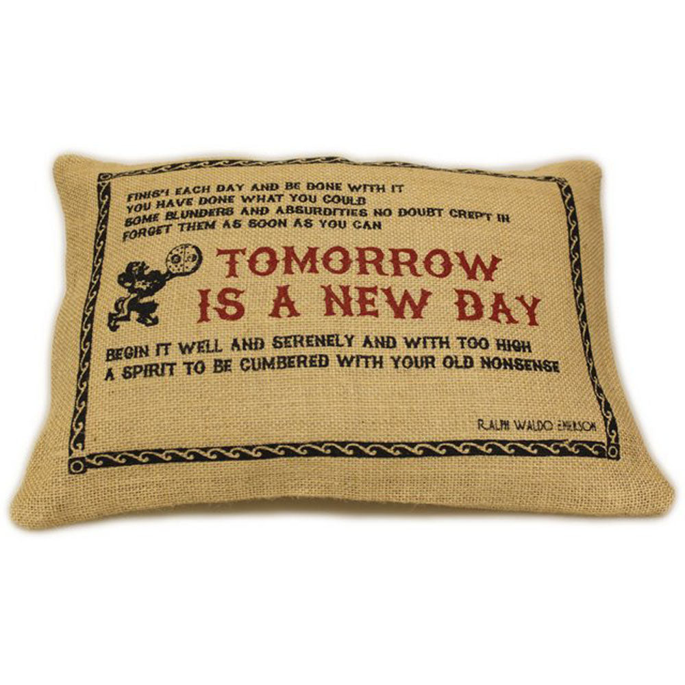CUSCINI LETTERARI Copricuscino in Juta lavata / Juta washed pillow case TOMORROW - Size 38x25cm SLEEP-J-12 Accessoires