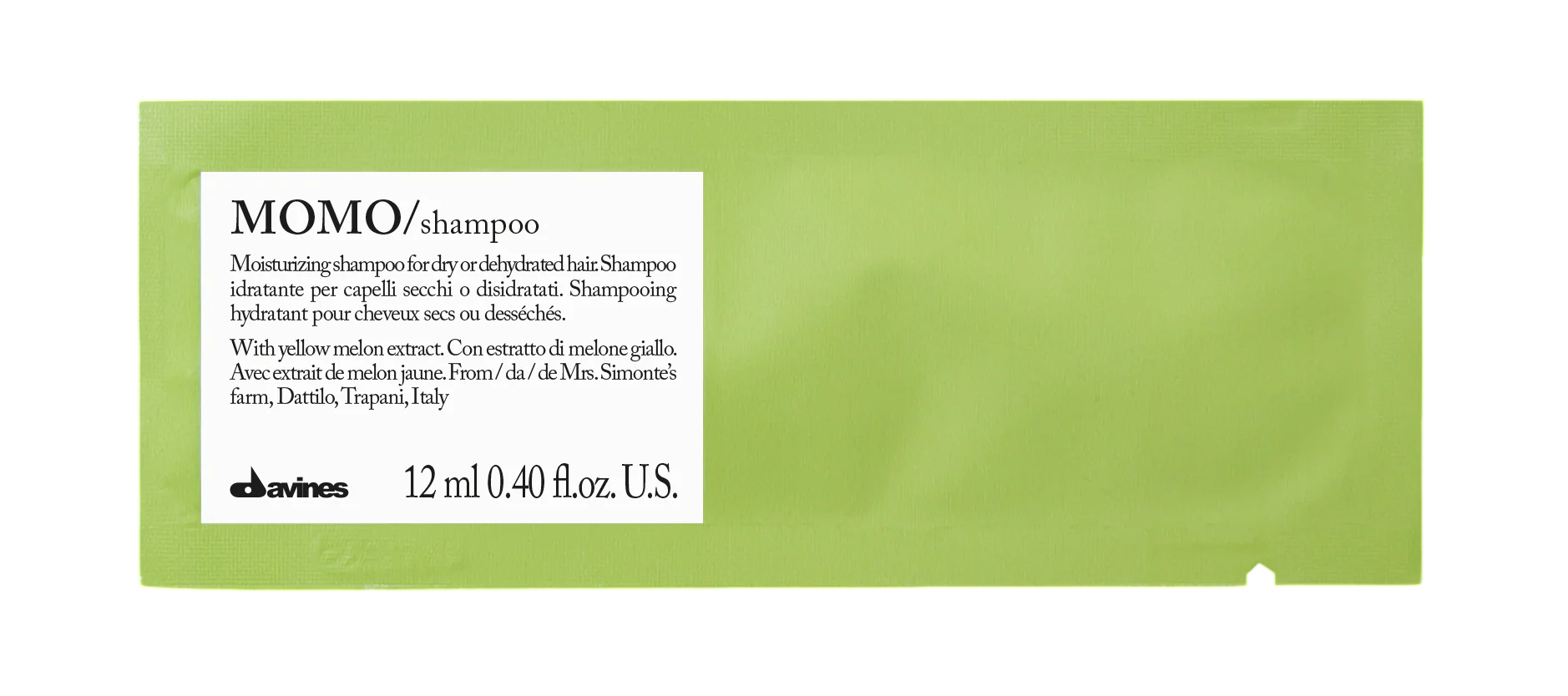 Davines Setzen, Davines, Momo, Haarshampoo, Feuchtigkeitsspendend, 12 stk, 12 ml *Muster Sample